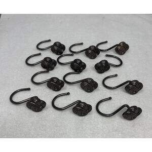 (12) Metal Shower Curtain Hooks Celtic Knot Black Nickle Bathroom Rust Resistant